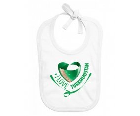 Bavoir bébé personnalisé I Love Turkmenistan