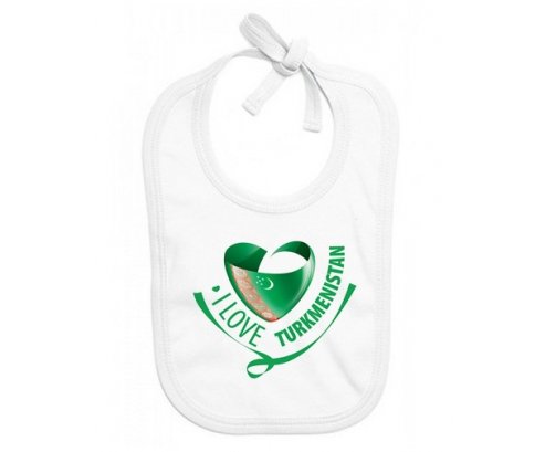 Bavoir bébé personnalisé I Love Turkmenistan