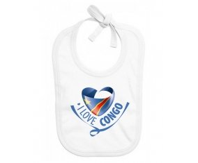 Bavoir bébé personnalisé I Love République démocratique du Congo