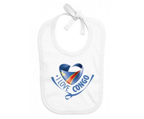 Bavoir bébé personnalisé I Love République démocratique du Congo
