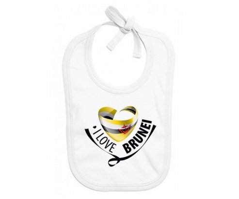 Bavoir bébé personnalisé I Love Brunei