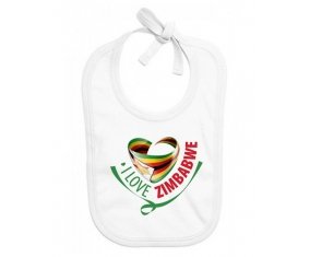 Bavoir bébé personnalisé I Love Zimbabwe