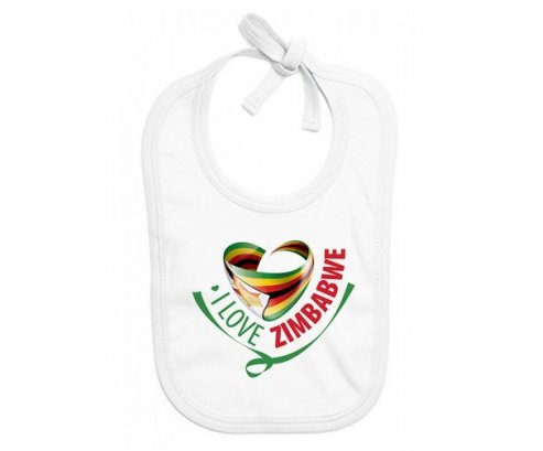 Bavoir bébé personnalisé I Love Zimbabwe