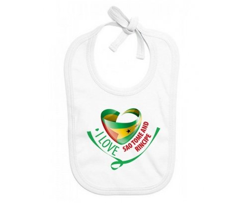 Bavoir bébé personnalisé I Love Sao Tome and Rincipe