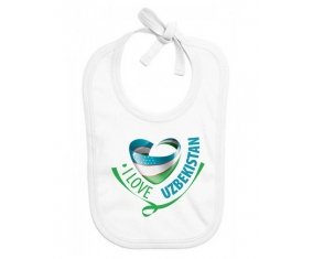 Bavoir bébé personnalisé I Love Uzbekistan