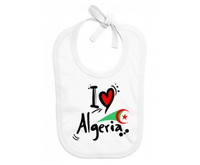 Bavoir bébé personnalisé I love Algeria + drapeau