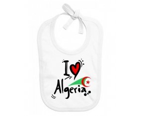 Bavoir bébé personnalisé I love Algeria + drapeau