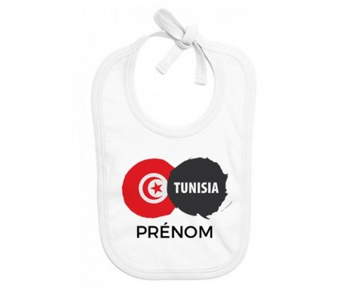 Bavoir bébé personnalisé Drapeau Tunisia avec prénom