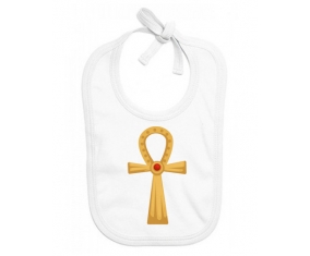 Bavoir bébé personnalisé Croix copte égyptienne en or ou ankh avec rustone ( Croix de la vie )