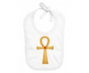 Bavoir bébé personnalisé Croix copte égyptienne en or ou ankh avec rustone ( Croix de la vie )