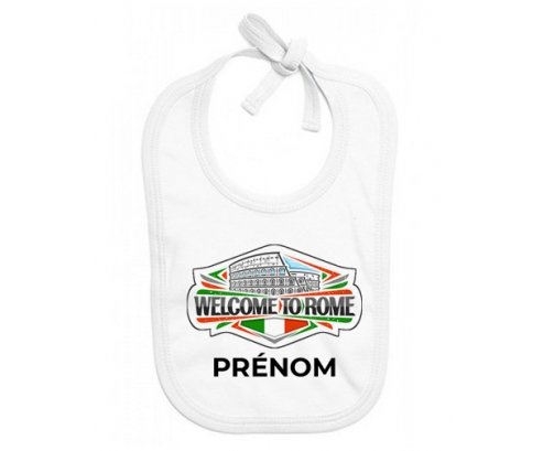 Bavoir bébé personnalisé Welcome to Rome avec prénom