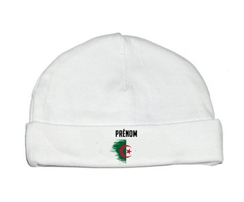 Bonnet bébé personnalisé Drapeau effet pinceau Algérie avec prénom