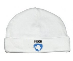 Drapeau effet pinceau Antarctique avec prénom : Bonnet bébé