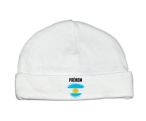Bonnet bébé personnalisé Drapeau effet pinceau Argentine avec prénom