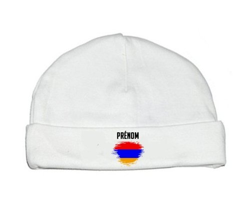 Bonnet bébé personnalisé Drapeau effet pinceau Arménie avec prénom