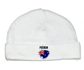 Drapeau effet pinceau Australie avec prénom : Bonnet bébé