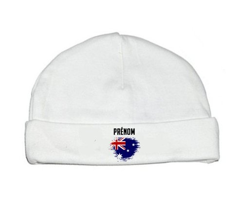Bonnet bébé personnalisé Drapeau effet pinceau Australie avec prénom
