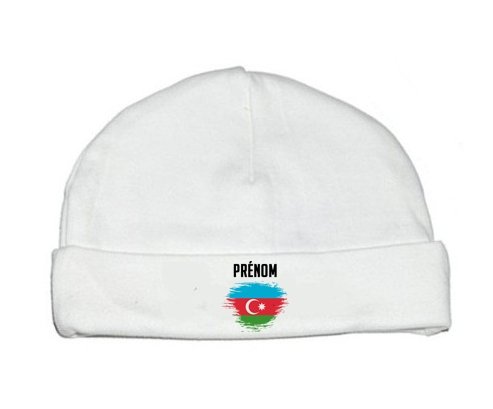Bonnet bébé personnalisé Drapeau effet pinceau Azerbaïdjan avec prénom
