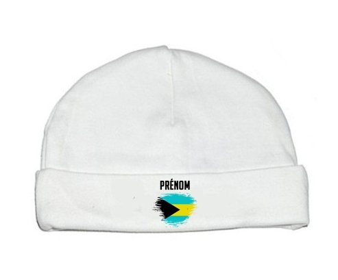 Bonnet bébé personnalisé Drapeau effet pinceau Bahamas avec prénom