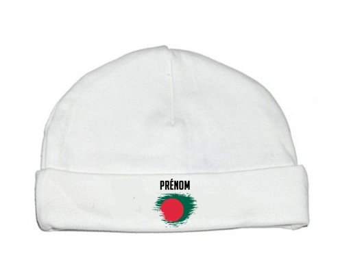 Bonnet bébé personnalisé Drapeau effet pinceau Bangladesh avec prénom