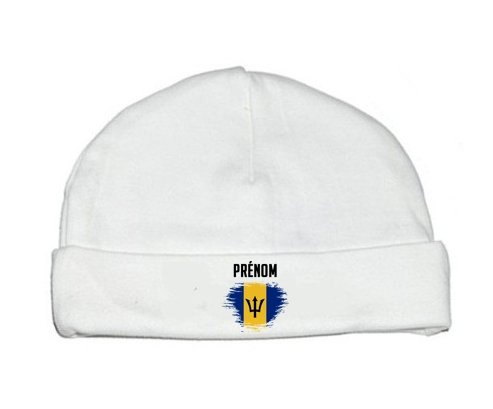 Bonnet bébé personnalisé Drapeau effet pinceau Barbade avec prénom