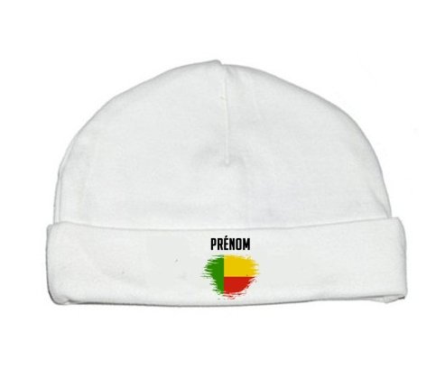 Bonnet bébé personnalisé Drapeau effet pinceau Bénin avec prénom