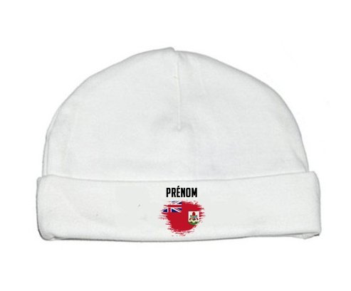 Bonnet bébé personnalisé Drapeau effet pinceau Bermudes avec prénom