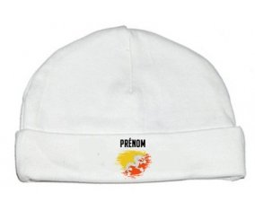 Drapeau effet pinceau Bhoutan avec prénom : Bonnet bébé