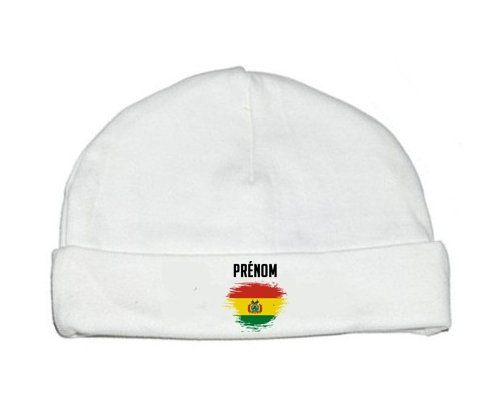 Bonnet bébé personnalisé Drapeau effet pinceau Bolivie avec prénom