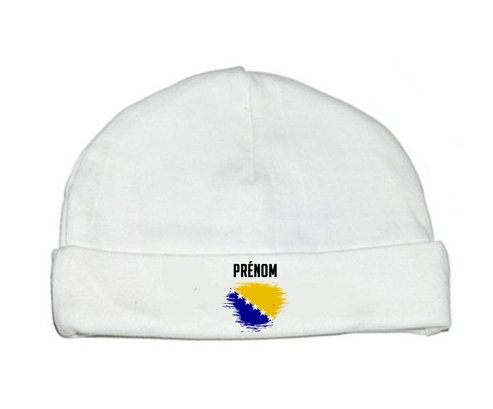 Bonnet bébé personnalisé Drapeau effet pinceau Bosnie Herzégovine avec prénom