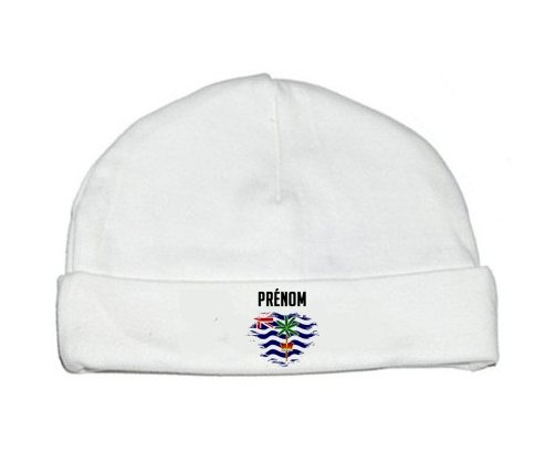 Bonnet bébé personnalisé Drapeau effet pinceau Territoire britannique de l'océan Indien avec prénom
