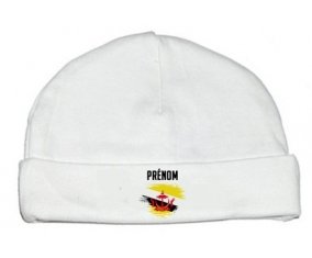 Drapeau effet pinceau Brunei Darussalam avec prénom : Bonnet bébé