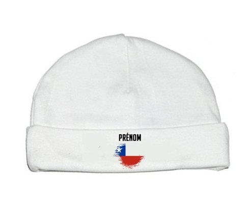 Bonnet bébé personnalisé Drapeau effet pinceau Chili avec prénom