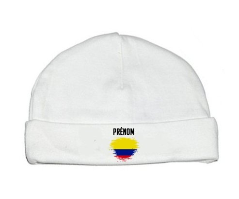 Bonnet bébé personnalisé Drapeau effet pinceau Colombie avec prénom