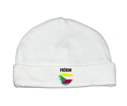 Bonnet bébé personnalisé Drapeau effet pinceau Comores avec prénom