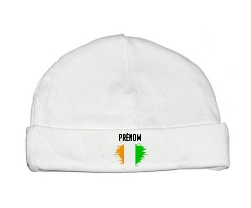 Bonnet bébé personnalisé Drapeau effet pinceau Côte d'Ivoire avec prénom
