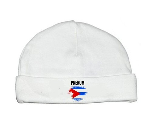 Bonnet bébé personnalisé Drapeau effet pinceau Cuba avec prénom