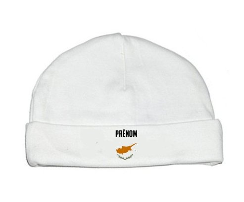Bonnet bébé personnalisé Drapeau effet pinceau Chypre avec prénom