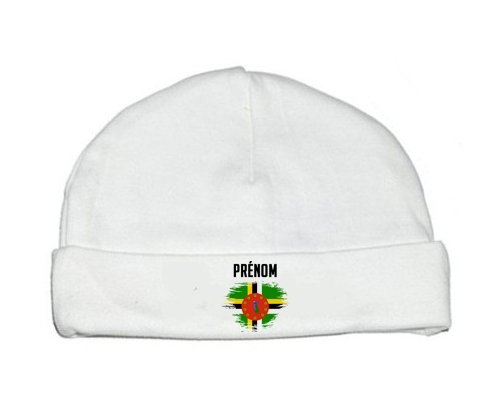 Bonnet bébé personnalisé Drapeau effet pinceau Dominique avec prénom