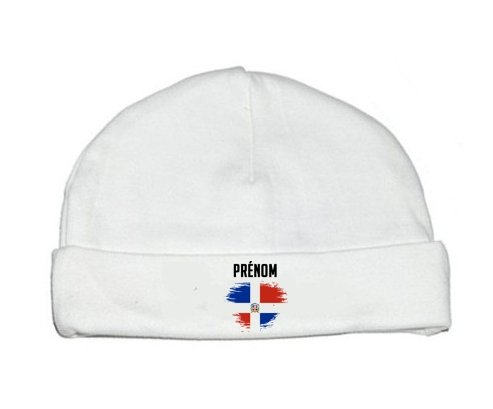 Bonnet bébé personnalisé Drapeau effet pinceau République Dominicaine avec prénom