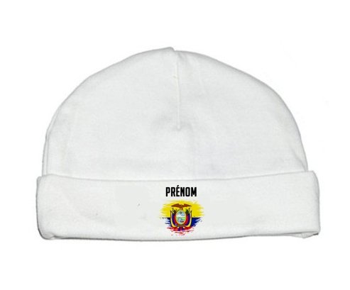 Bonnet bébé personnalisé Drapeau effet pinceau Equateur avec prénom