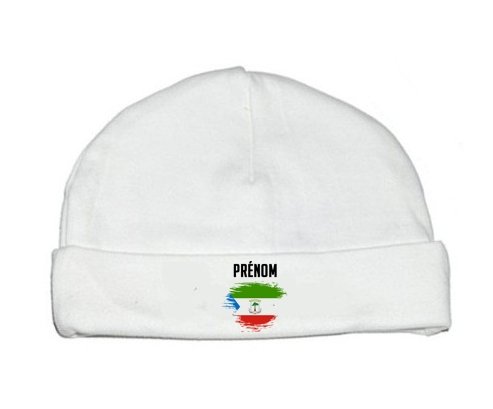 Bonnet bébé personnalisé Drapeau effet pinceau Guinée Équatoriale avec prénom