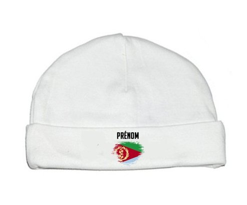 Bonnet bébé personnalisé Drapeau effet pinceau Érythrée avec prénom