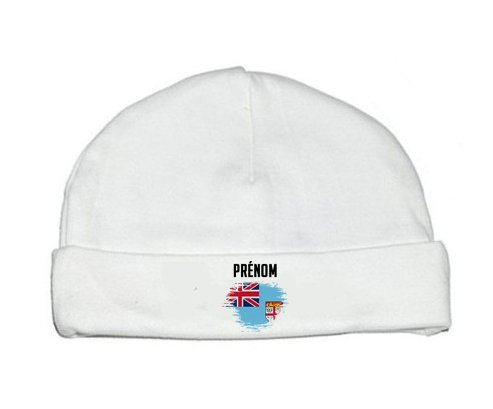Bonnet bébé personnalisé Drapeau effet pinceau Fidji avec prénom