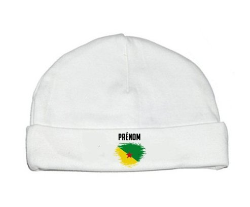 Bonnet bébé personnalisé Drapeau effet pinceau Guyane Française avec prénom