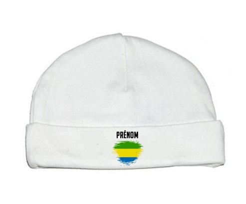 Bonnet bébé personnalisé Drapeau effet pinceau Gabon avec prénom
