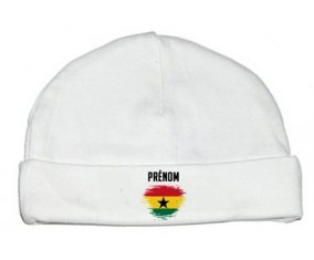 Drapeau effet pinceau Ghana avec prénom : Bonnet bébé