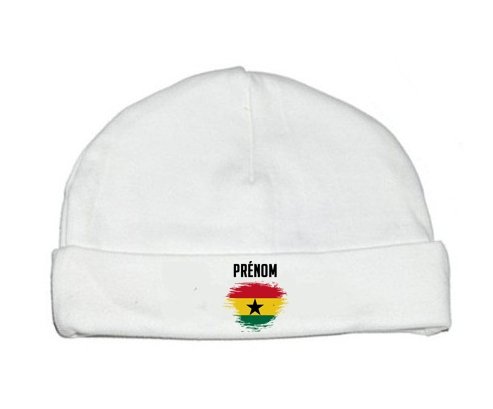 Bonnet bébé personnalisé Drapeau effet pinceau Ghana avec prénom