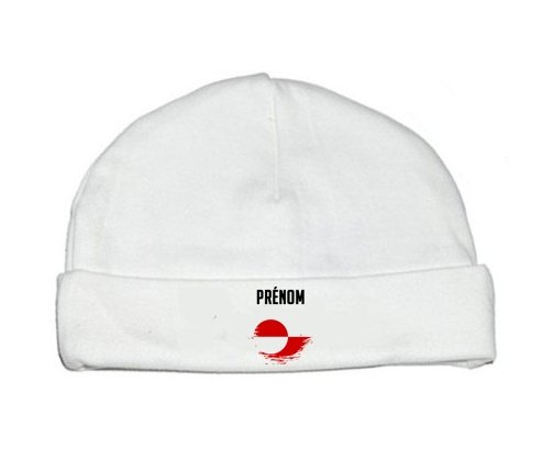 Bonnet bébé personnalisé Drapeau effet pinceau Groenland avec prénom