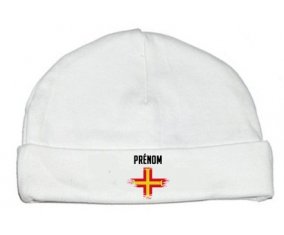 Drapeau effet pinceau Guernesey avec prénom : Bonnet bébé